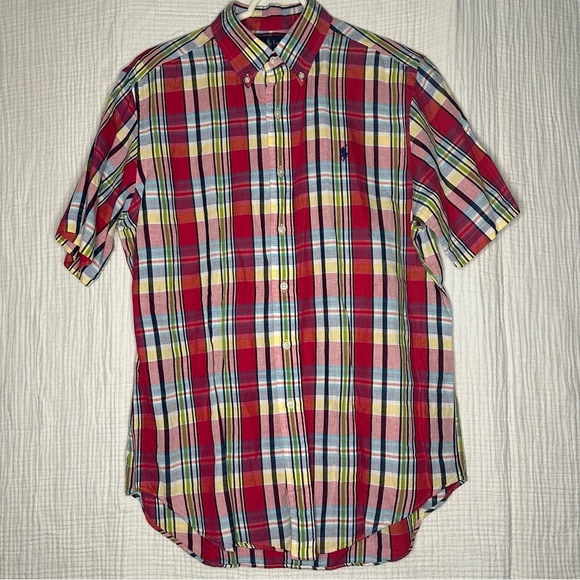 Polo Ralph Lauren Men’s Classic Short Sleeve Shirt Madras Plaid Button Down M - Picture 2 of 12
